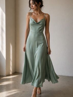 mommy and me bridesmaid dresses Sage Sleeveless Tea Length Mismatched Bridesmaid Dresses, Dress C main image 1